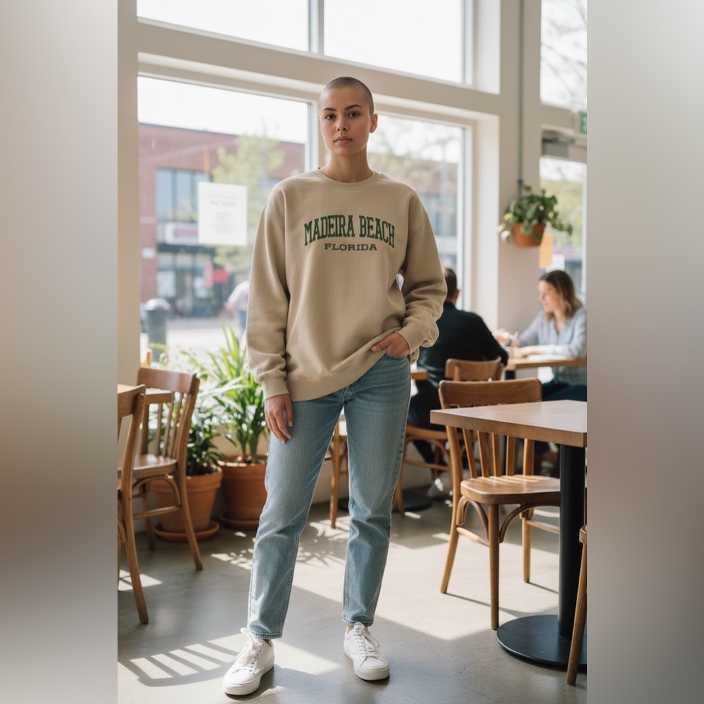 Comforte USA NWT Madeira Beach Florida Beige Sweater- Unisex